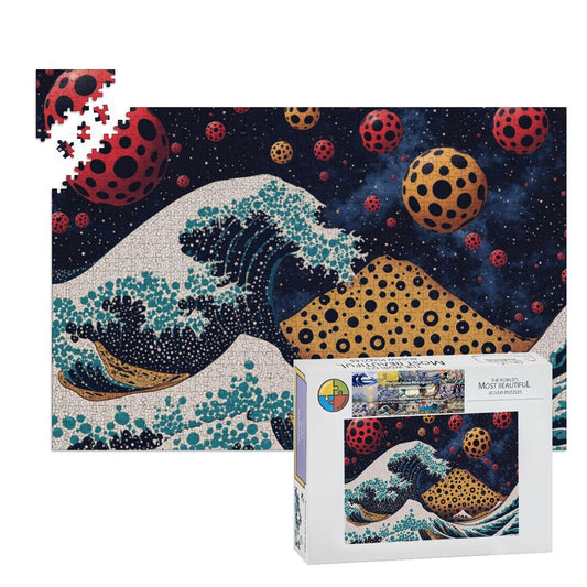Wooden Jigsaw Puzzles 1000 pcs - Hokusai × Kusama - The Infinite Wave -  | Japanese Art Jigsaw Puzzle