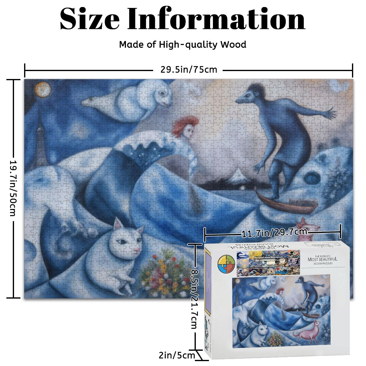 Wooden Jigsaw Puzzles 1000 pcs - Hokusai × Chagall – The Floating Wave of Memory -  | Japanese Art Jigsaw Puzzle