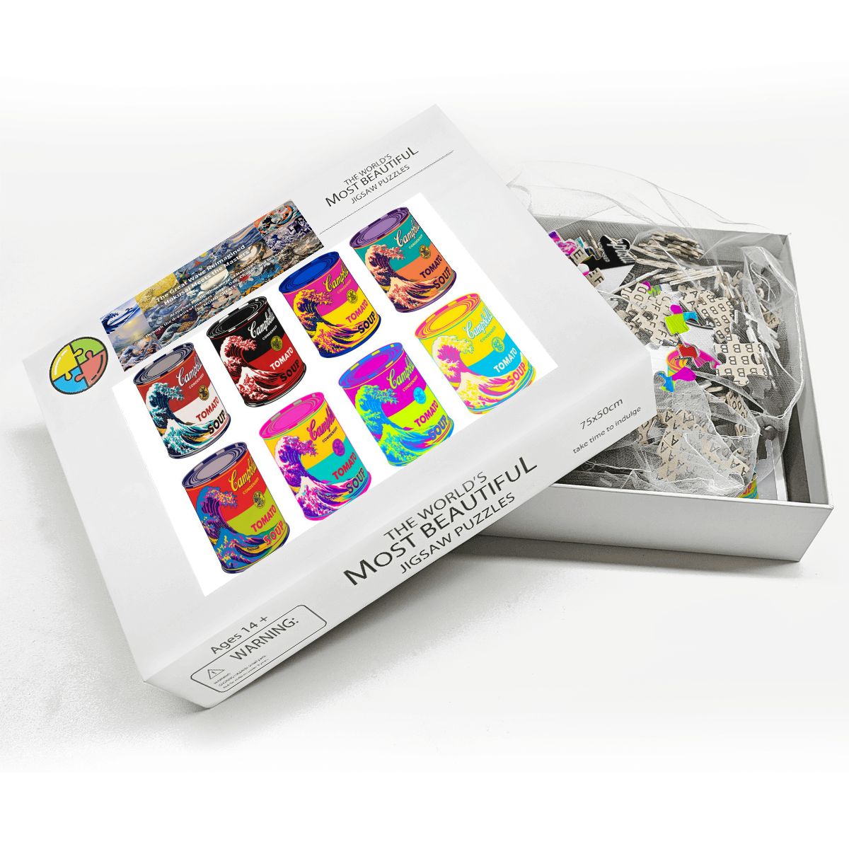 Wooden Jigsaw Puzzles 1000 pcs -Hokusai × Warhol – Eight Cans of Infinity -  | Japanese Art Jigsaw Puzzle