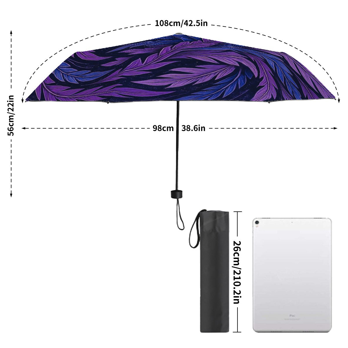 UV Protection Umbrella - Hokusai Inspired - Phoenix Feather Forest Purple -  | Japanese Art Umbrella