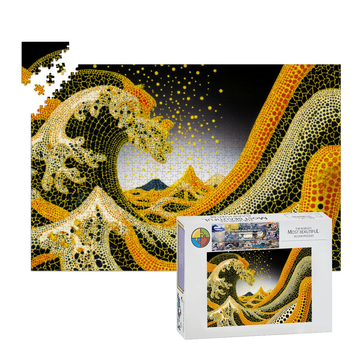 Wooden Jigsaw Puzzles 1000 pcs - Hokusai × Kusama – The Great Pumpkin Wave Artwork -  | Japanese Art Jigsaw Puzzle