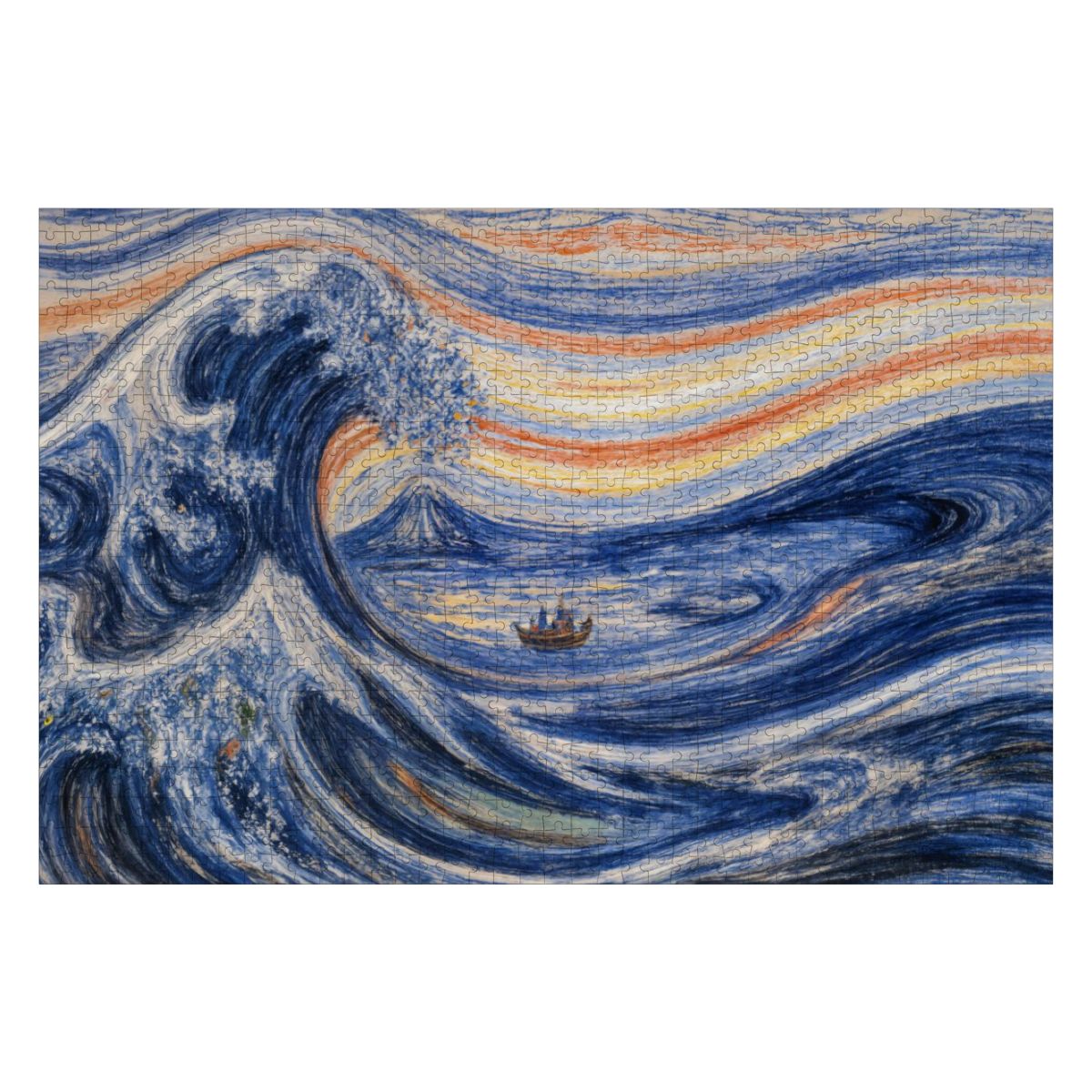 Wooden Jigsaw Puzzles 1000 pcs - Hokusai × Munch – The Silent Scream of Fuji -  | Japanese Art Jigsaw Puzzle