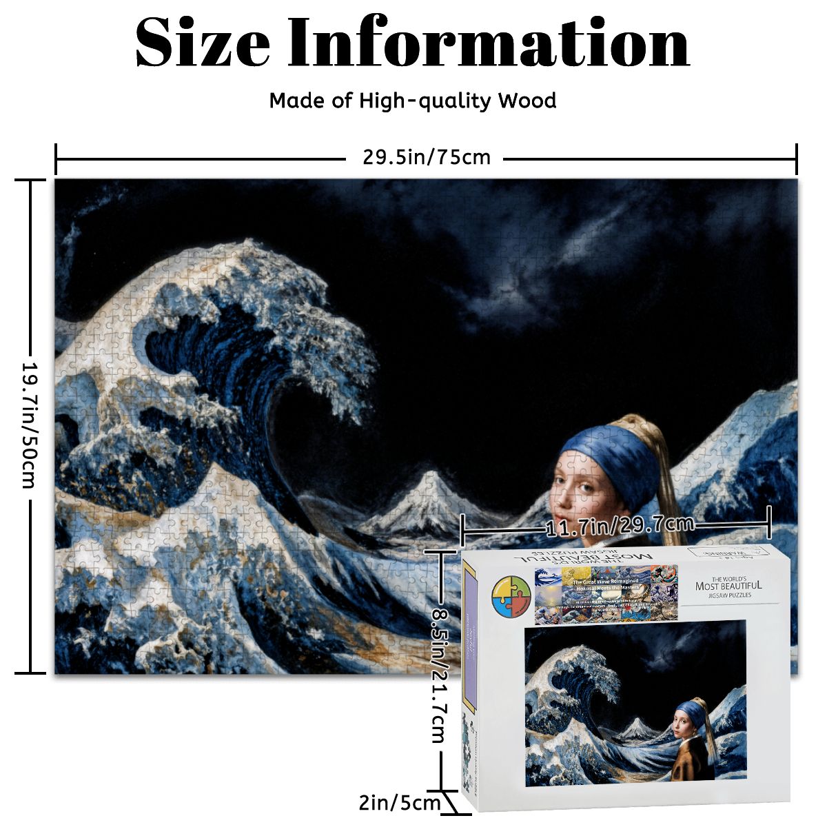Wooden Jigsaw Puzzles 1000 pcs - Hokusai × Vermeer – The Stillness Within the Wave Puzzle -  | Japanese Art Jigsaw Puzzle