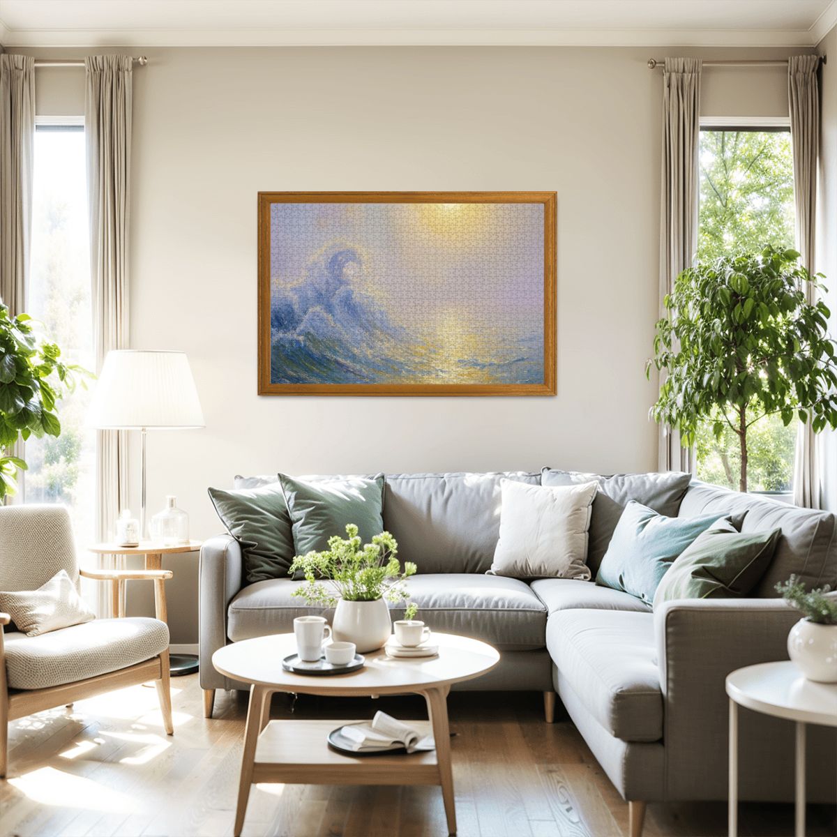 Wooden Jigsaw Puzzles 1000 pcs - Hokusai × Monet ‐ The Golden Wave of Silence -  | Japanese Art Jigsaw Puzzle