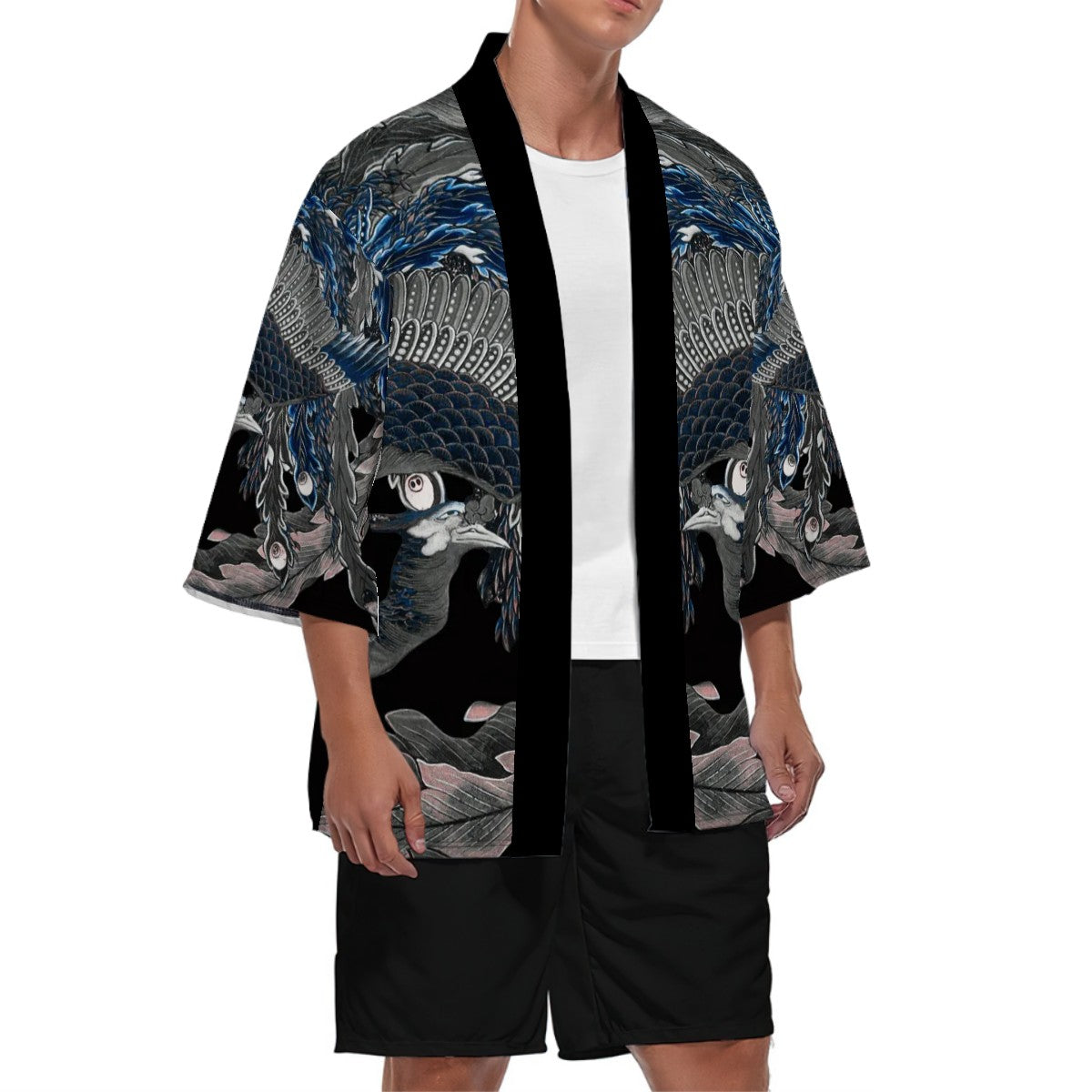 Men's Kimono Cardigan - KatsushikaHokusai,Phoenix Painting by Hokusai -  | Japanese Art Jacket