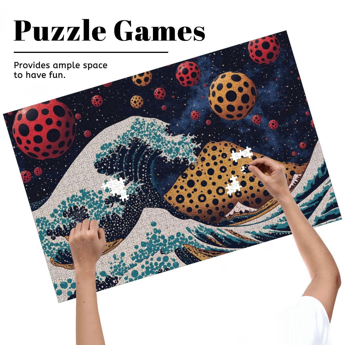 Wooden Jigsaw Puzzles 1000 pcs - Hokusai × Kusama - The Infinite Wave -  | Japanese Art Jigsaw Puzzle