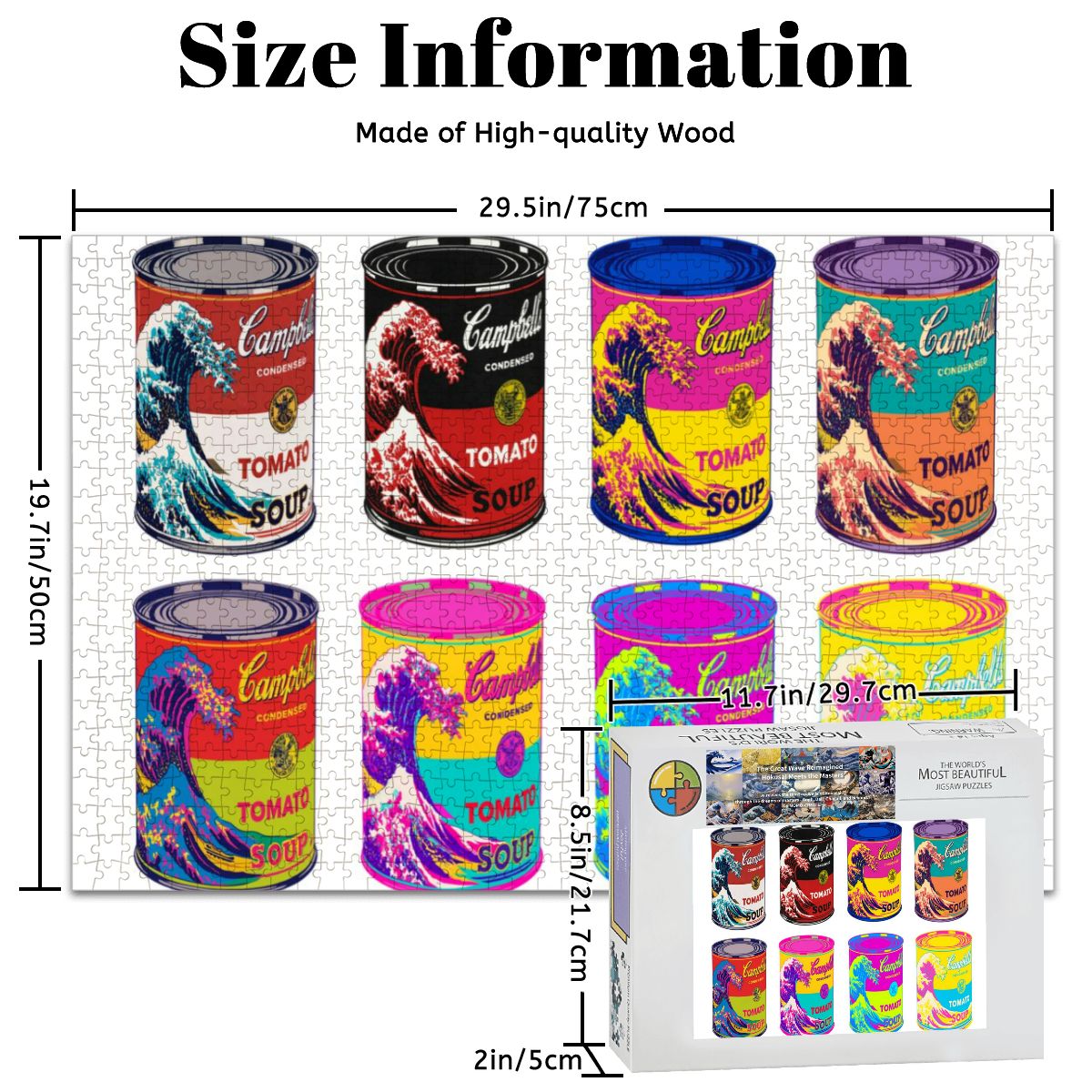 Wooden Jigsaw Puzzles 1000 pcs -Hokusai × Warhol – Eight Cans of Infinity -  | Japanese Art Jigsaw Puzzle