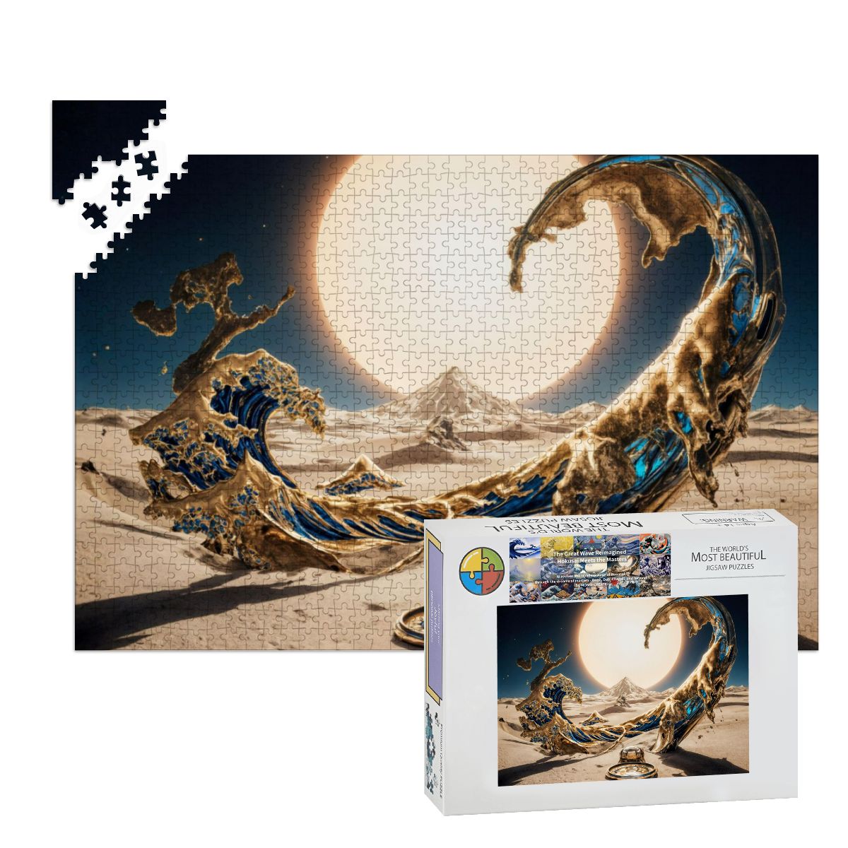 Wooden Jigsaw Puzzles 1000 pcs - Hokusai × Dali ‐ The Surreal Wave of Eternity -  | Japanese Art Jigsaw Puzzle