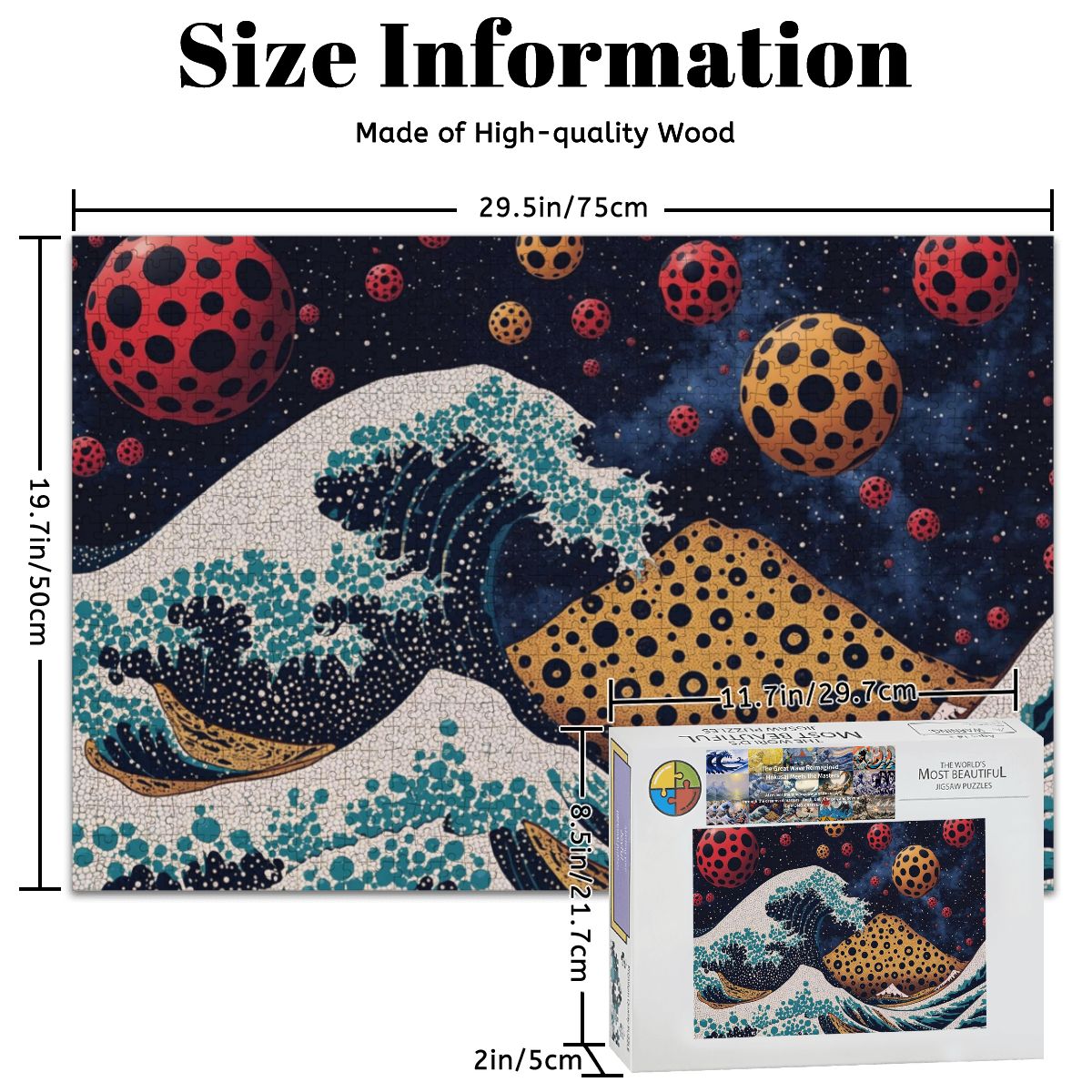 Wooden Jigsaw Puzzles 1000 pcs - Hokusai × Kusama - The Infinite Wave -  | Japanese Art Jigsaw Puzzle