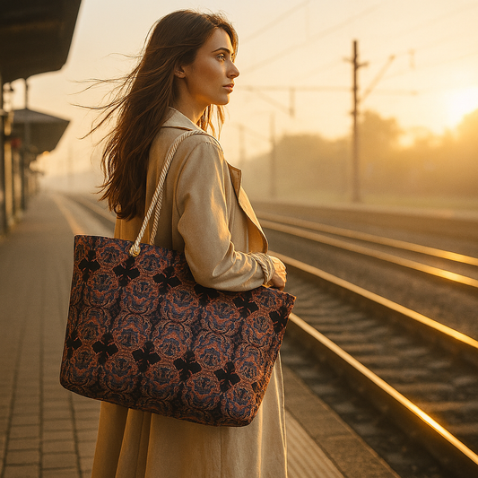 Wings of Rebirth: Hokusai Phoenix-Inspired Oversized weekender bag -  | Japanese Art Bag
