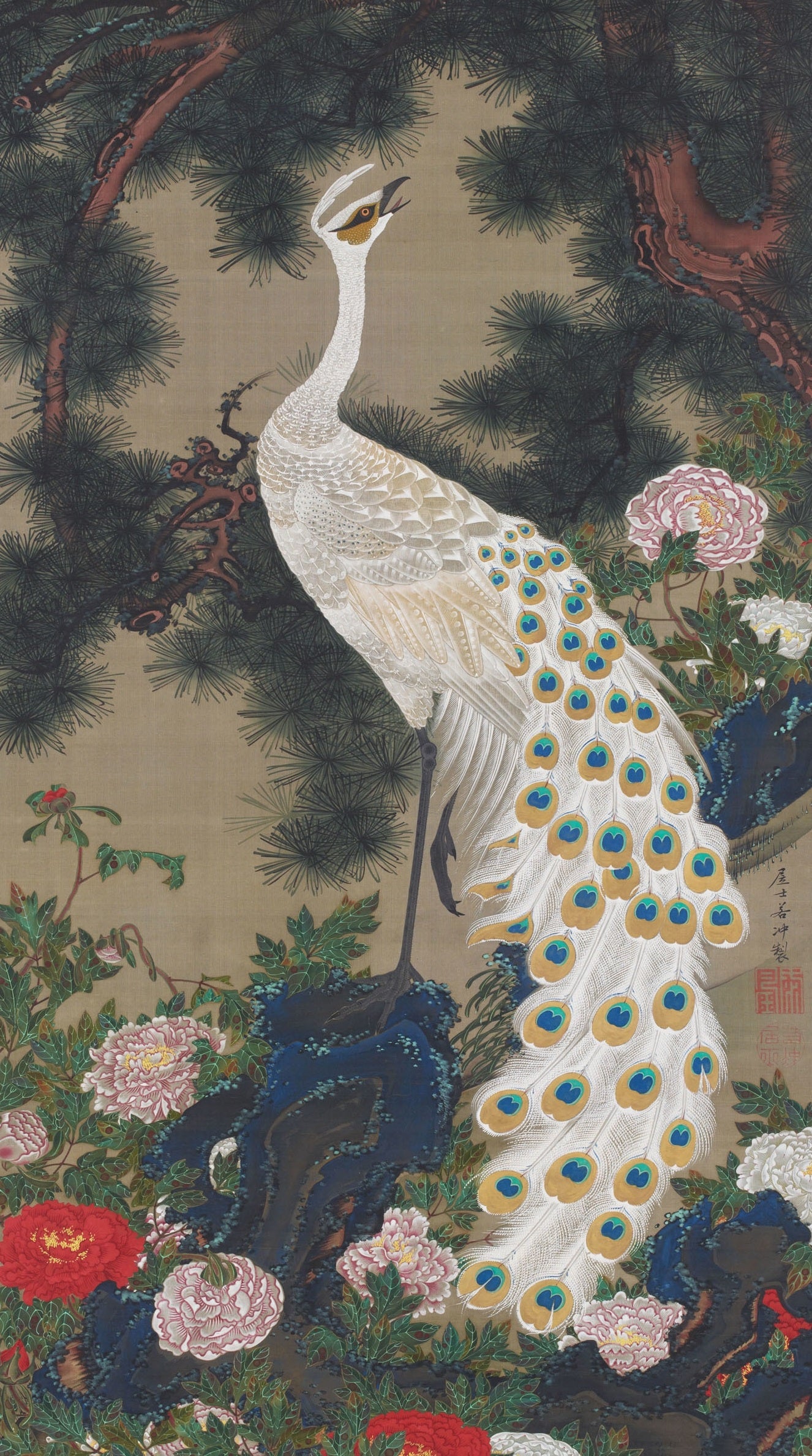 Feathers of Silence: Jakuchu-Inspired Oversized Weekender  bag -  | Japanese Art Bag