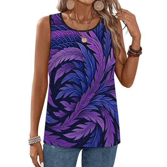 Sleeveless Workout Tops for Women – Hokusai Phoenix Feather Design | Japanese Art Activewear