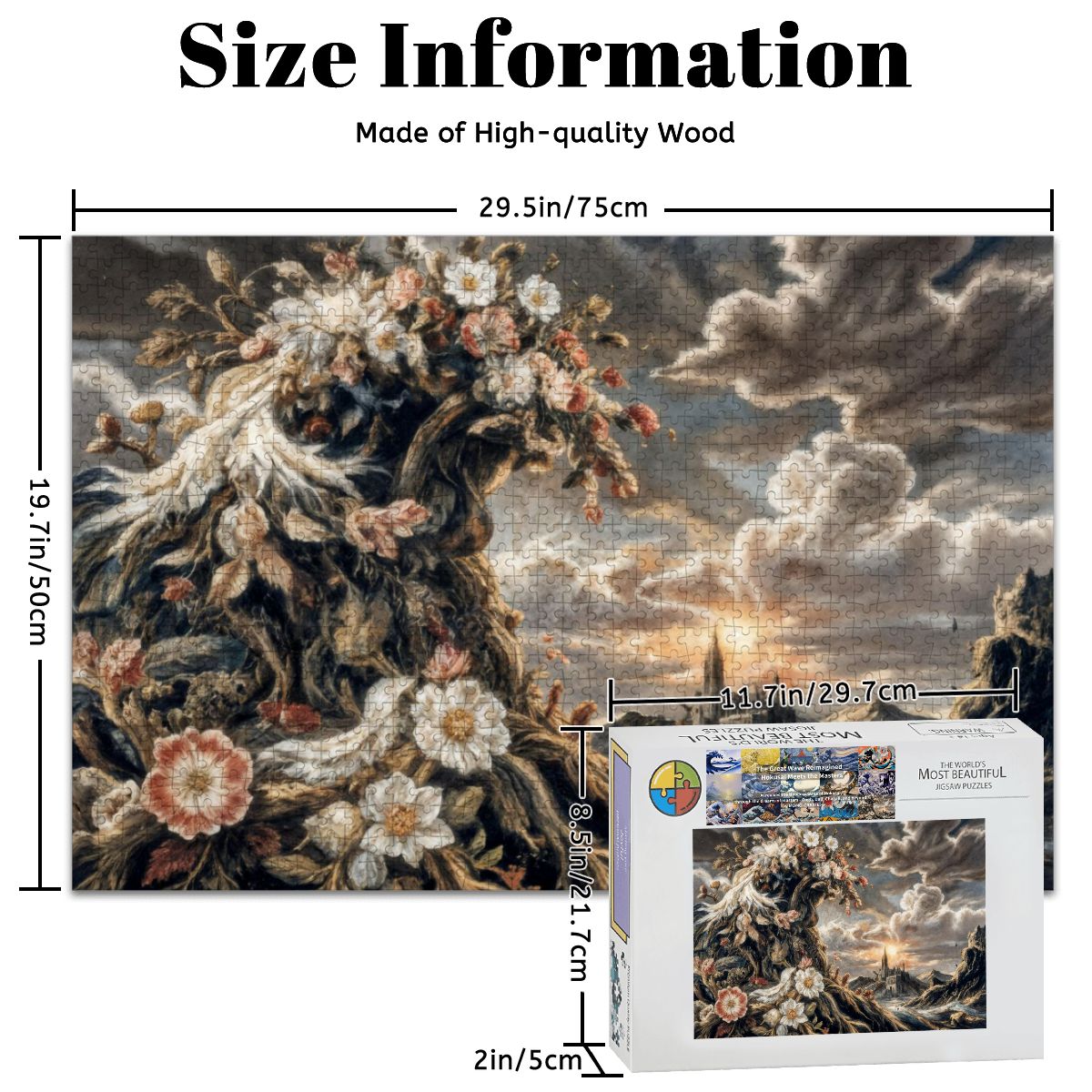 Wooden Jigsaw Puzzles 1000 pcs- Hokusai × Arcimboldo – The Floral Wave of Civilization -  | Japanese Art Jigsaw Puzzle