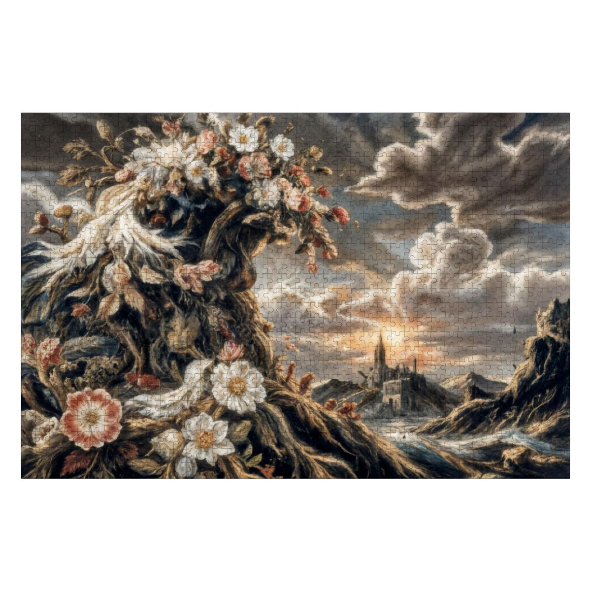 Wooden Jigsaw Puzzles 1000 pcs- Hokusai × Arcimboldo – The Floral Wave of Civilization -  | Japanese Art Jigsaw Puzzle