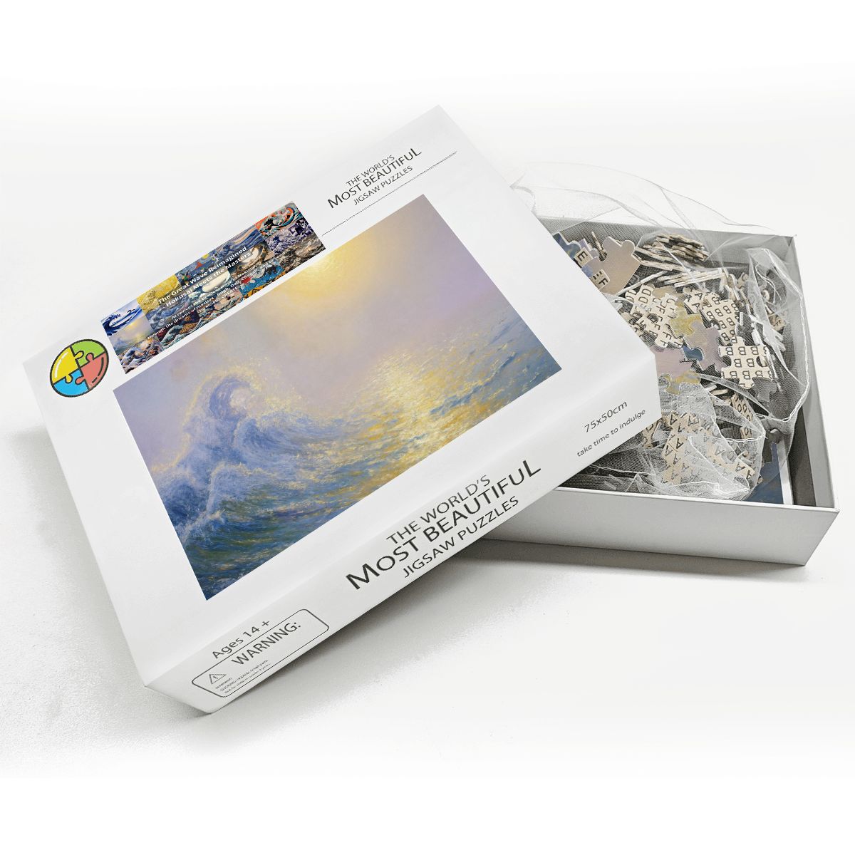 Wooden Jigsaw Puzzles 1000 pcs - Hokusai × Monet ‐ The Golden Wave of Silence -  | Japanese Art Jigsaw Puzzle