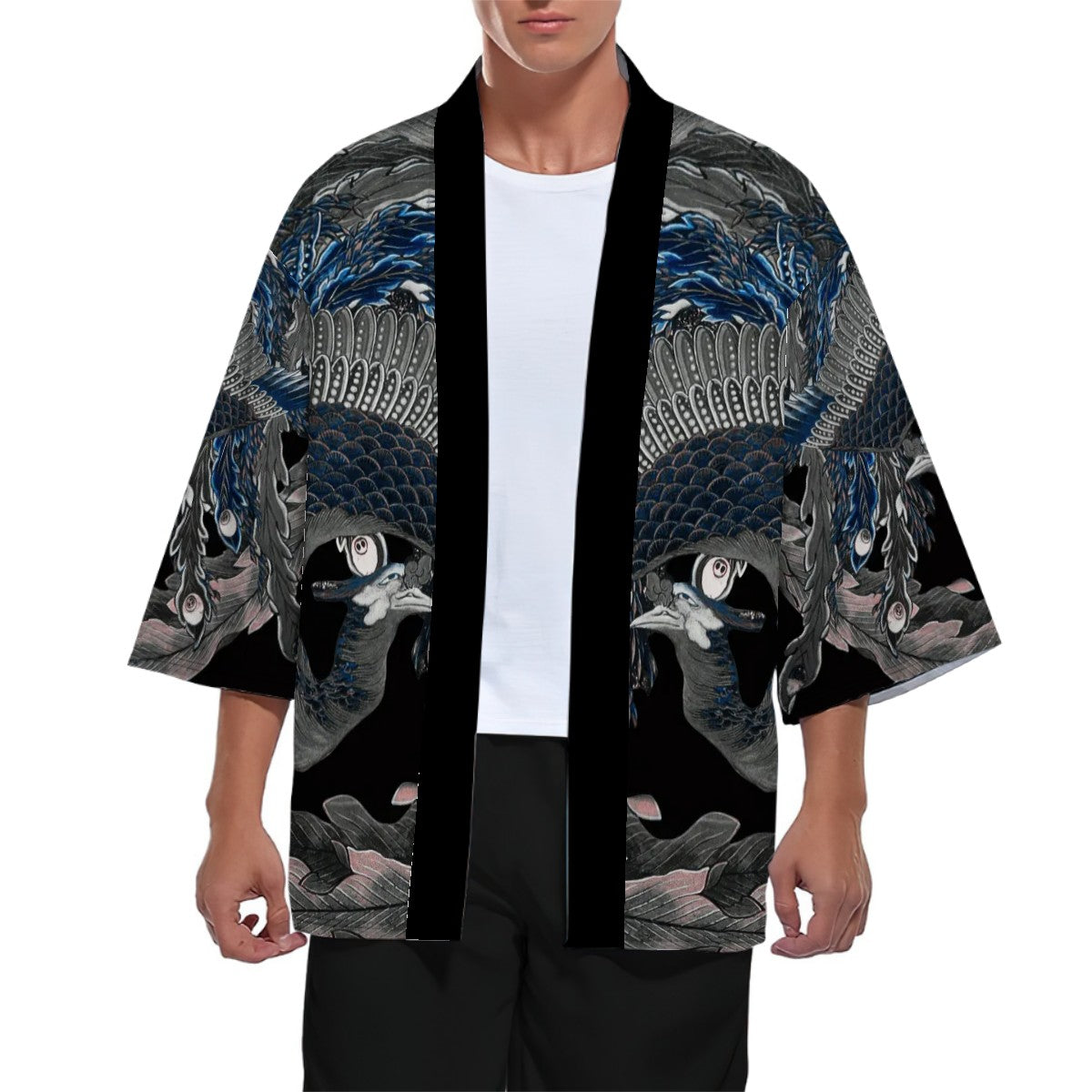 Men's Kimono Cardigan - KatsushikaHokusai,Phoenix Painting by Hokusai -  | Japanese Art Jacket