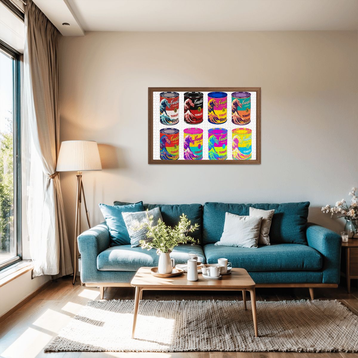 Wooden Jigsaw Puzzles 1000 pcs -Hokusai × Warhol – Eight Cans of Infinity -  | Japanese Art Jigsaw Puzzle