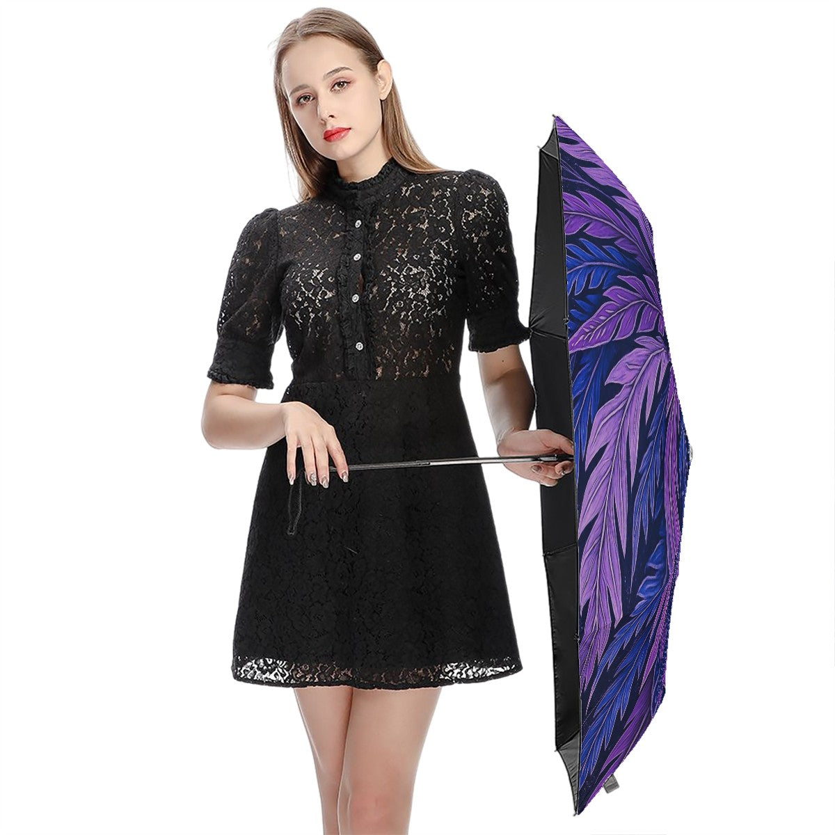 UV Protection Umbrella - Hokusai Inspired - Phoenix Feather Forest Purple -  | Japanese Art Umbrella