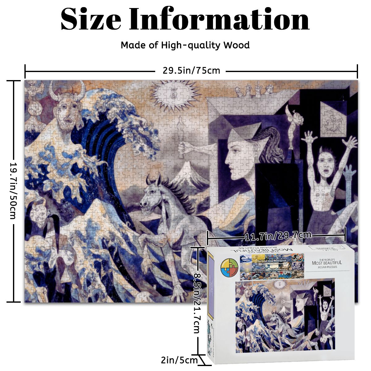 Wooden Jigsaw Puzzles 1000 pcs - Hokusai × Guernica – The Wave Against War -  | Japanese Art Jigsaw Puzzle