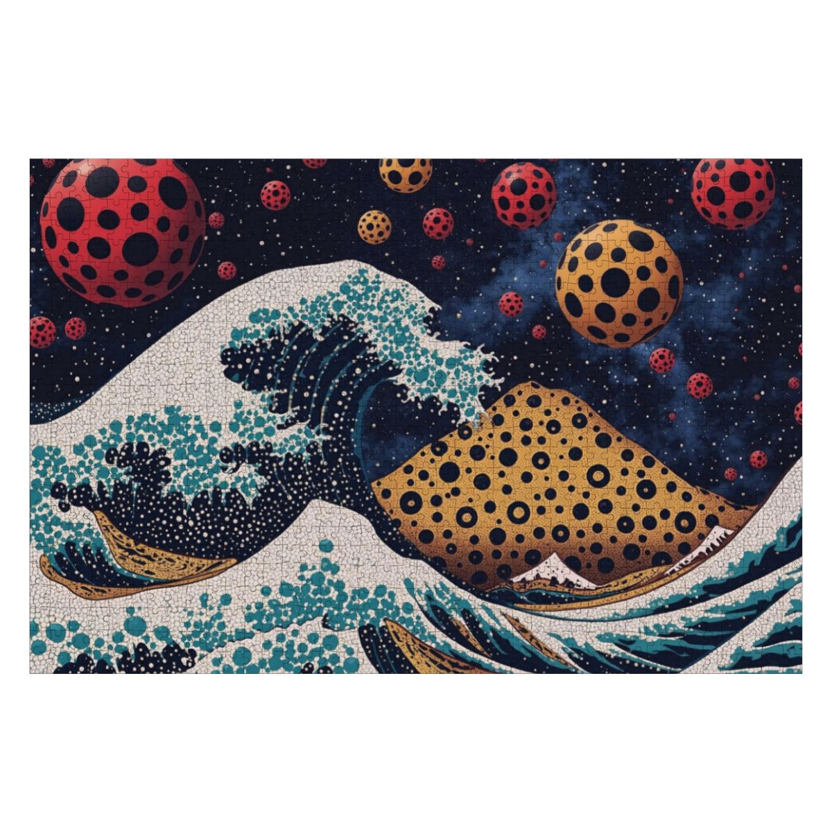 Wooden Jigsaw Puzzles 1000 pcs - Hokusai × Kusama - The Infinite Wave -  | Japanese Art Jigsaw Puzzle