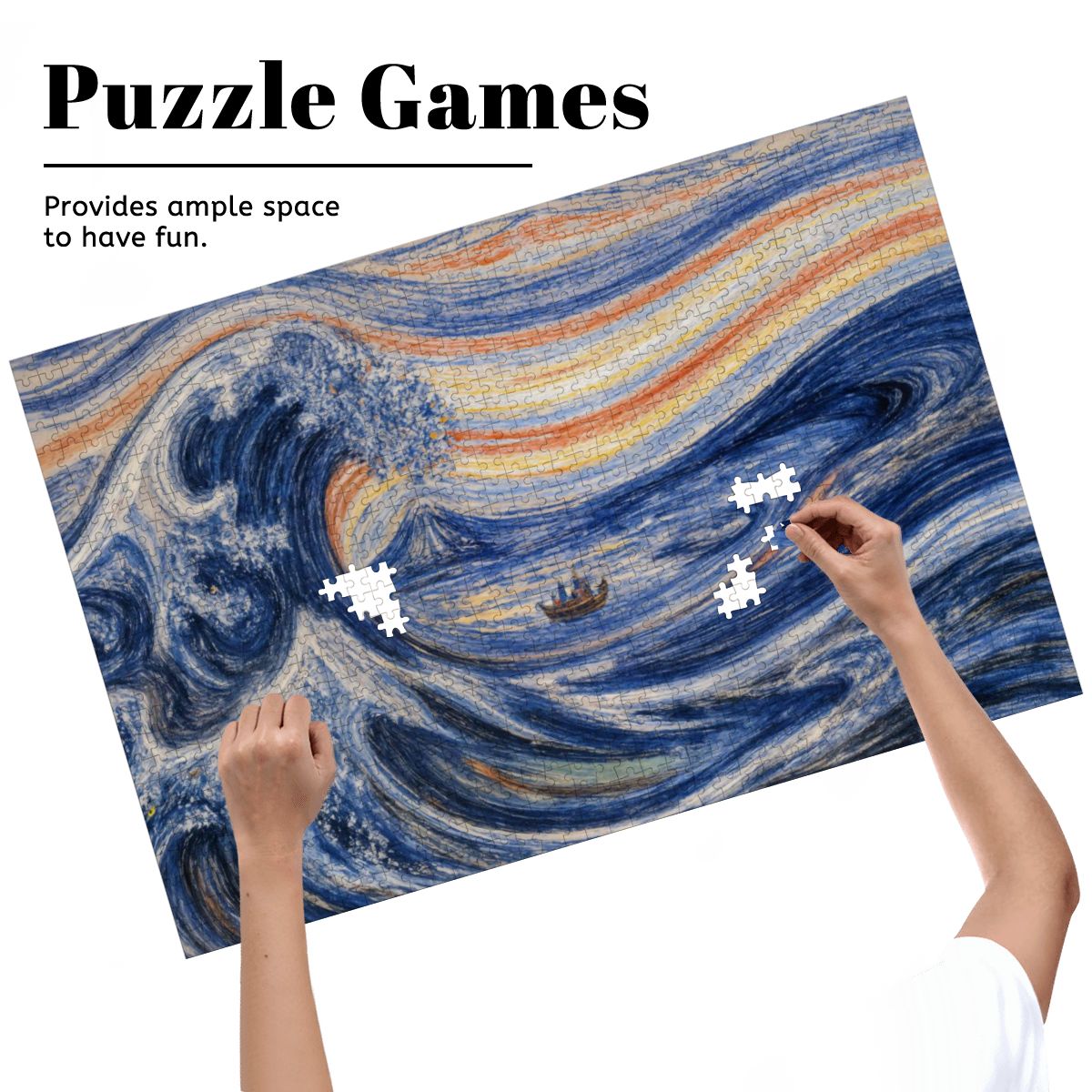 Wooden Jigsaw Puzzles 1000 pcs - Hokusai × Munch – The Silent Scream of Fuji -  | Japanese Art Jigsaw Puzzle