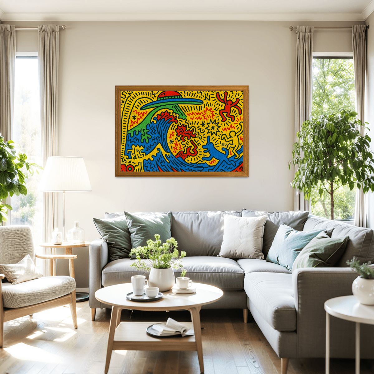 Wooden Jigsaw Puzzles 1000 pcs - Hokusai × Haring – The Pop Wave from Outer Space -  | Japanese Art Jigsaw Puzzle