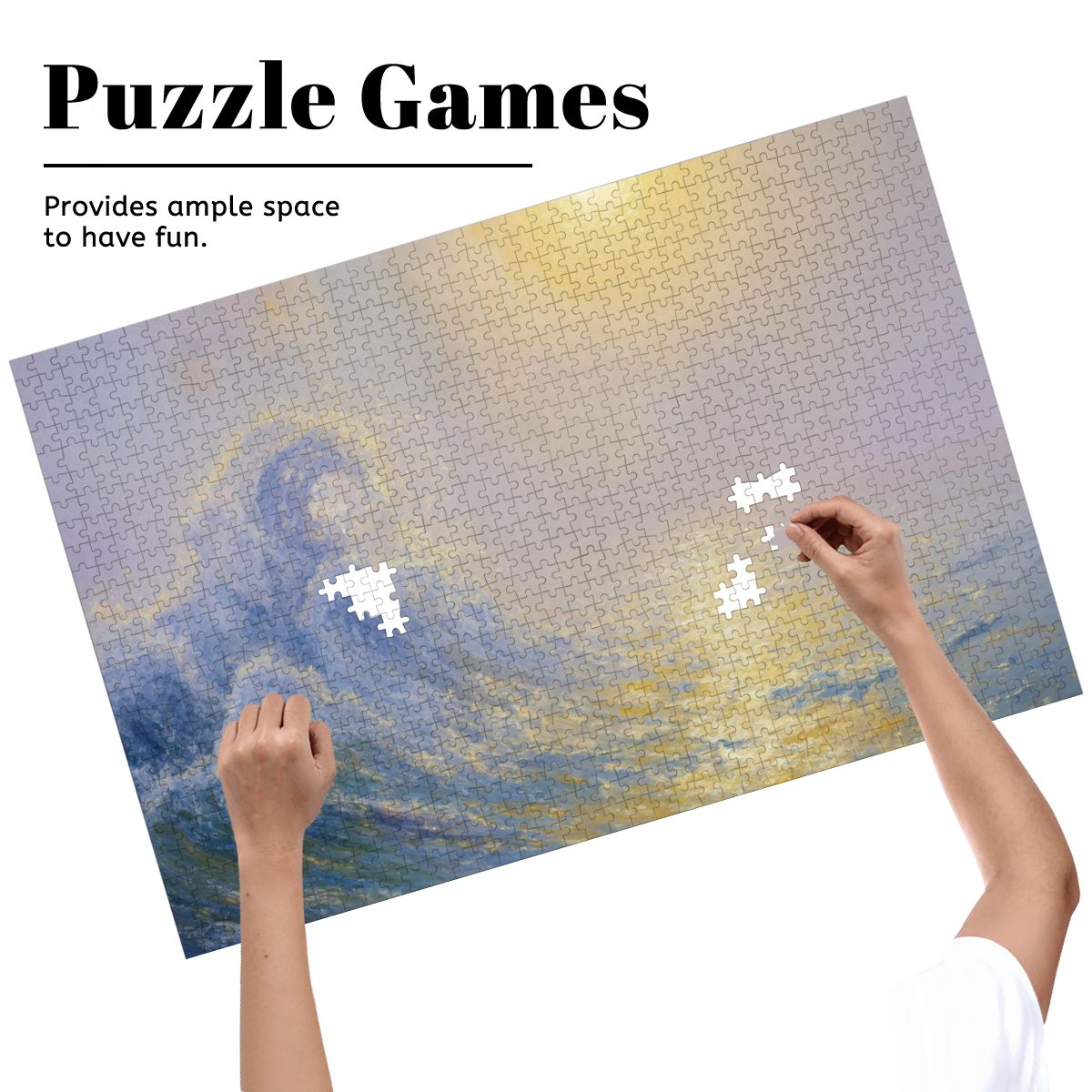 Wooden Jigsaw Puzzles 1000 pcs - Hokusai × Monet ‐ The Golden Wave of Silence -  | Japanese Art Jigsaw Puzzle