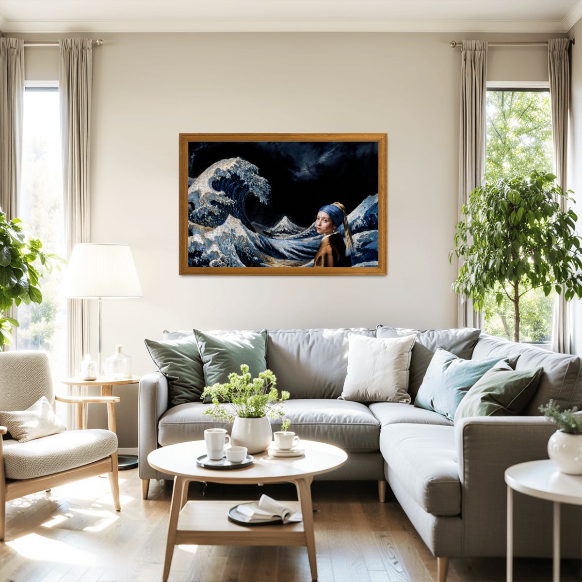 Wooden Jigsaw Puzzles 1000 pcs - Hokusai × Vermeer – The Stillness Within the Wave Puzzle -  | Japanese Art Jigsaw Puzzle