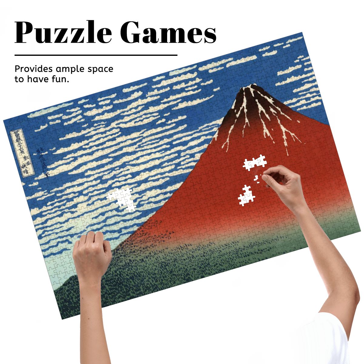 Wooden Jigsaw Puzzles 1000 pcs -Katsushika Hokusai “South Wind, Clear Sky (Red Fuji) -  | Japanese Art Jigsaw Puzzle