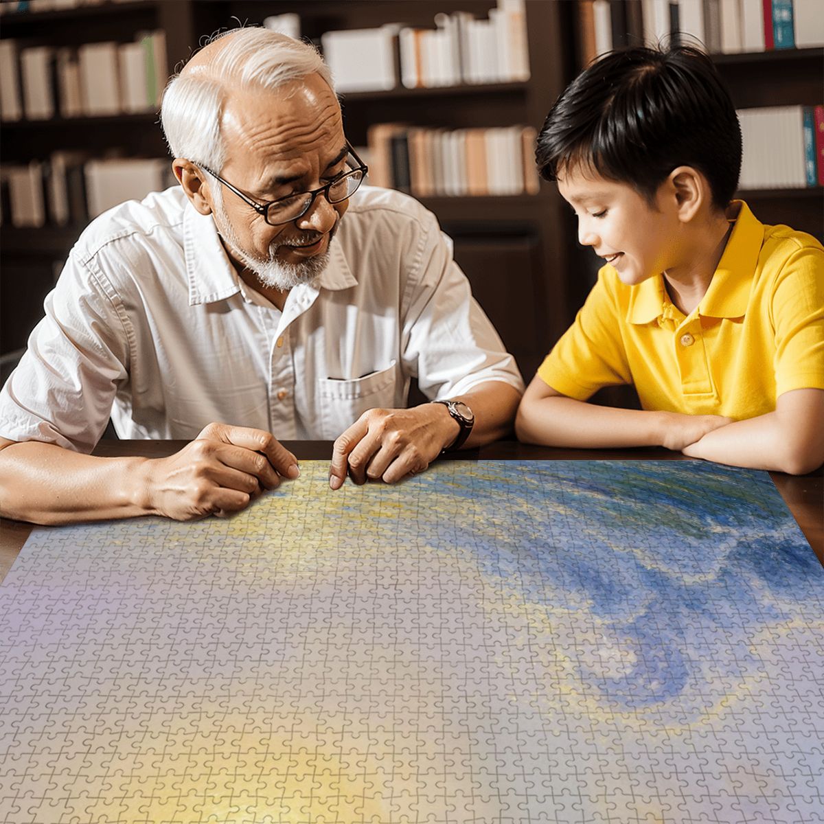 Wooden Jigsaw Puzzles 1000 pcs - Hokusai × Monet ‐ The Golden Wave of Silence -  | Japanese Art Jigsaw Puzzle