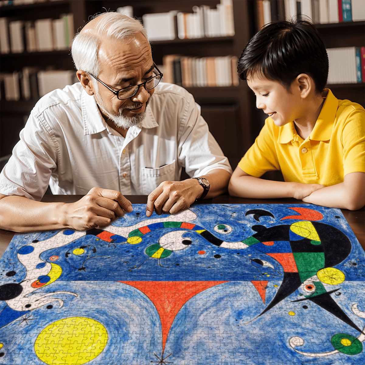 Wooden Jigsaw Puzzles 1000 pcs-Hokusai × Miró – The Dreaming Wave of Cosmos -  | Japanese Art Jigsaw Puzzle