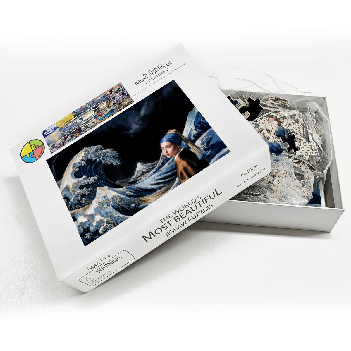 Wooden Jigsaw Puzzles 1000 pcs - Hokusai × Vermeer – The Stillness Within the Wave Puzzle -  | Japanese Art Jigsaw Puzzle