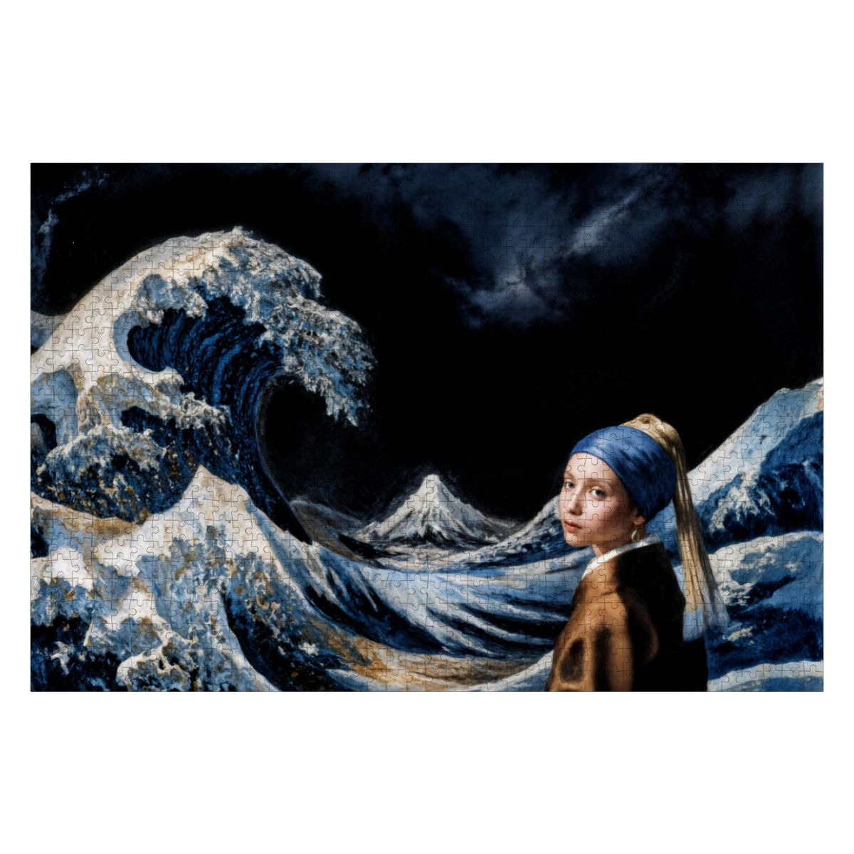 Wooden Jigsaw Puzzles 1000 pcs - Hokusai × Vermeer – The Stillness Within the Wave Puzzle -  | Japanese Art Jigsaw Puzzle