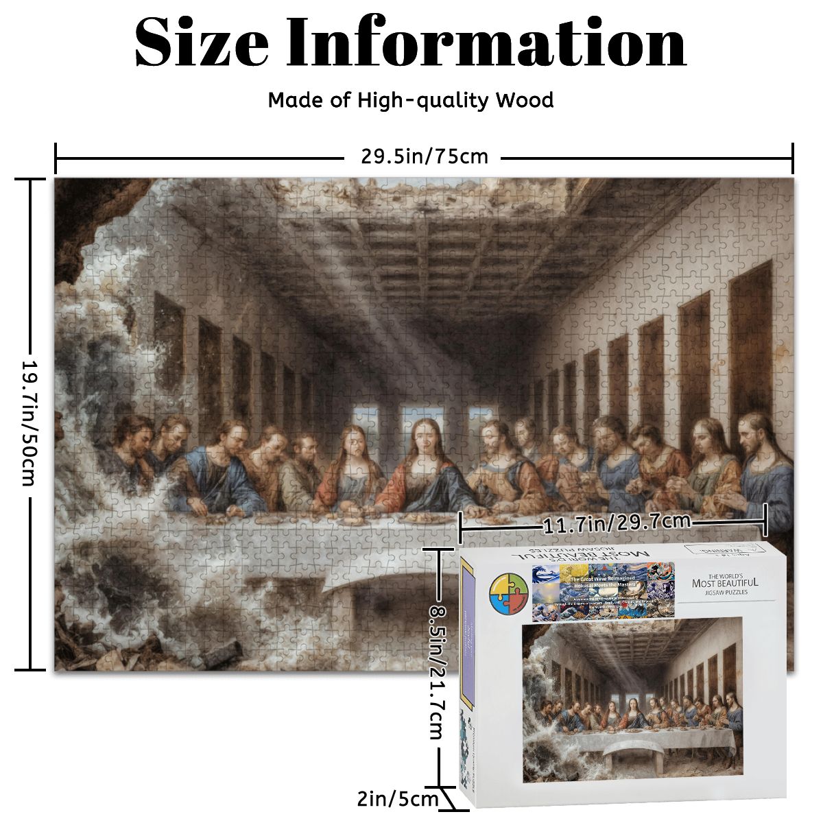 Wooden Jigsaw Puzzles 1000 pcs - Hokusai × Da Vinci – The Last Wave with Mona Lisa Print -  | Japanese Art Jigsaw Puzzle