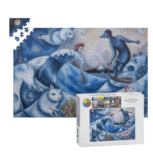 Wooden Jigsaw Puzzles 1000 pcs - Hokusai × Chagall – The Floating Wave of Memory -  | Japanese Art Jigsaw Puzzle