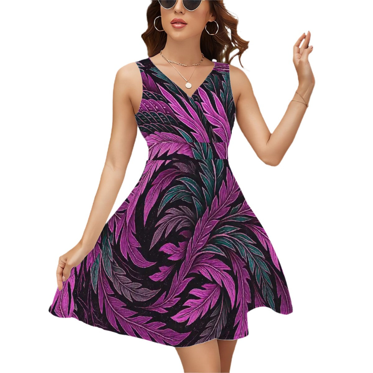 Sleeveless V Neck Dress - Katsushika Hokusai “Phoenix Painting” -  | Japanese Art Dress