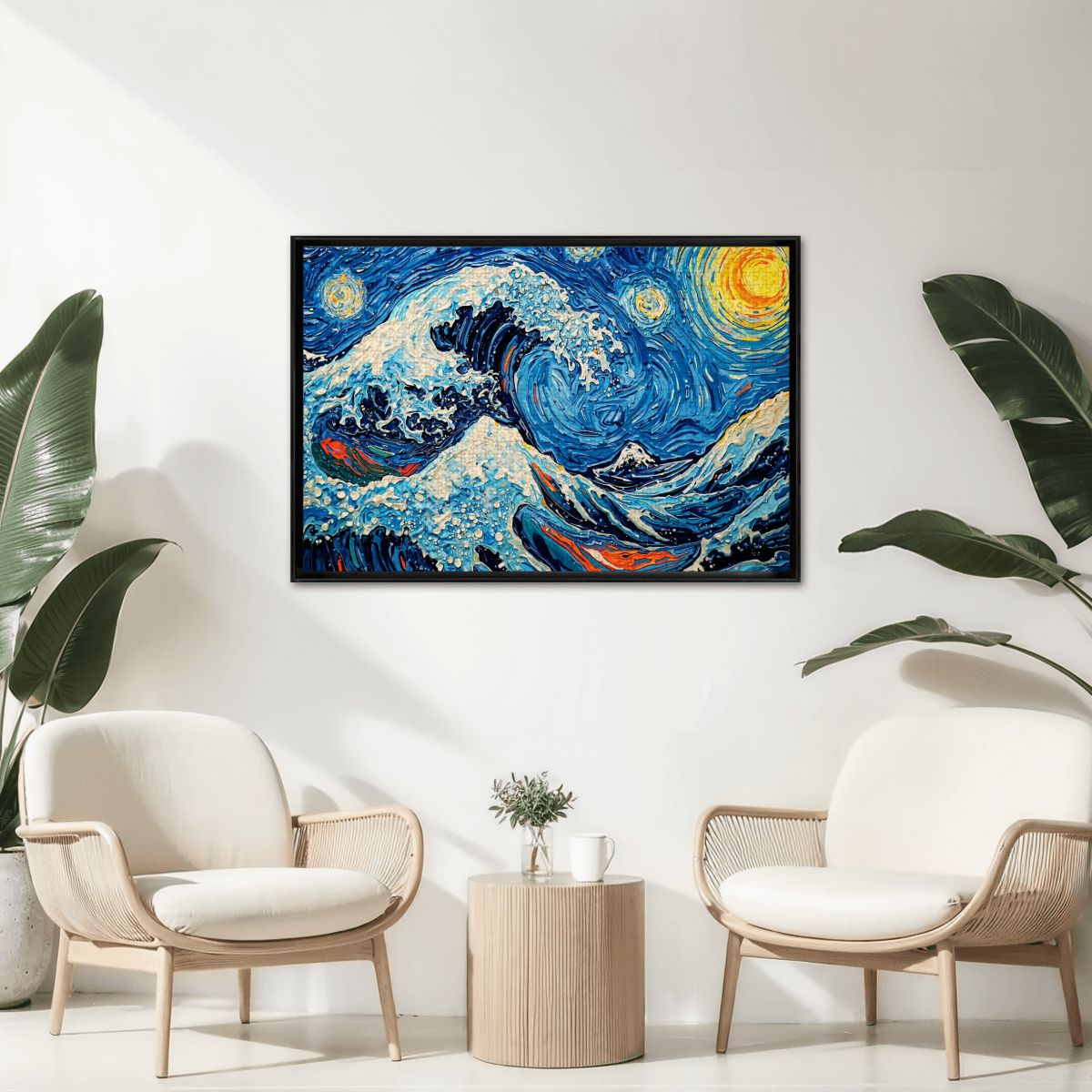 Wooden Jigsaw Puzzles 1000 pcs-Hokusai × Gogh - When the Great Wave Meets the Sunflower -  | Japanese Art Jigsaw Puzzle