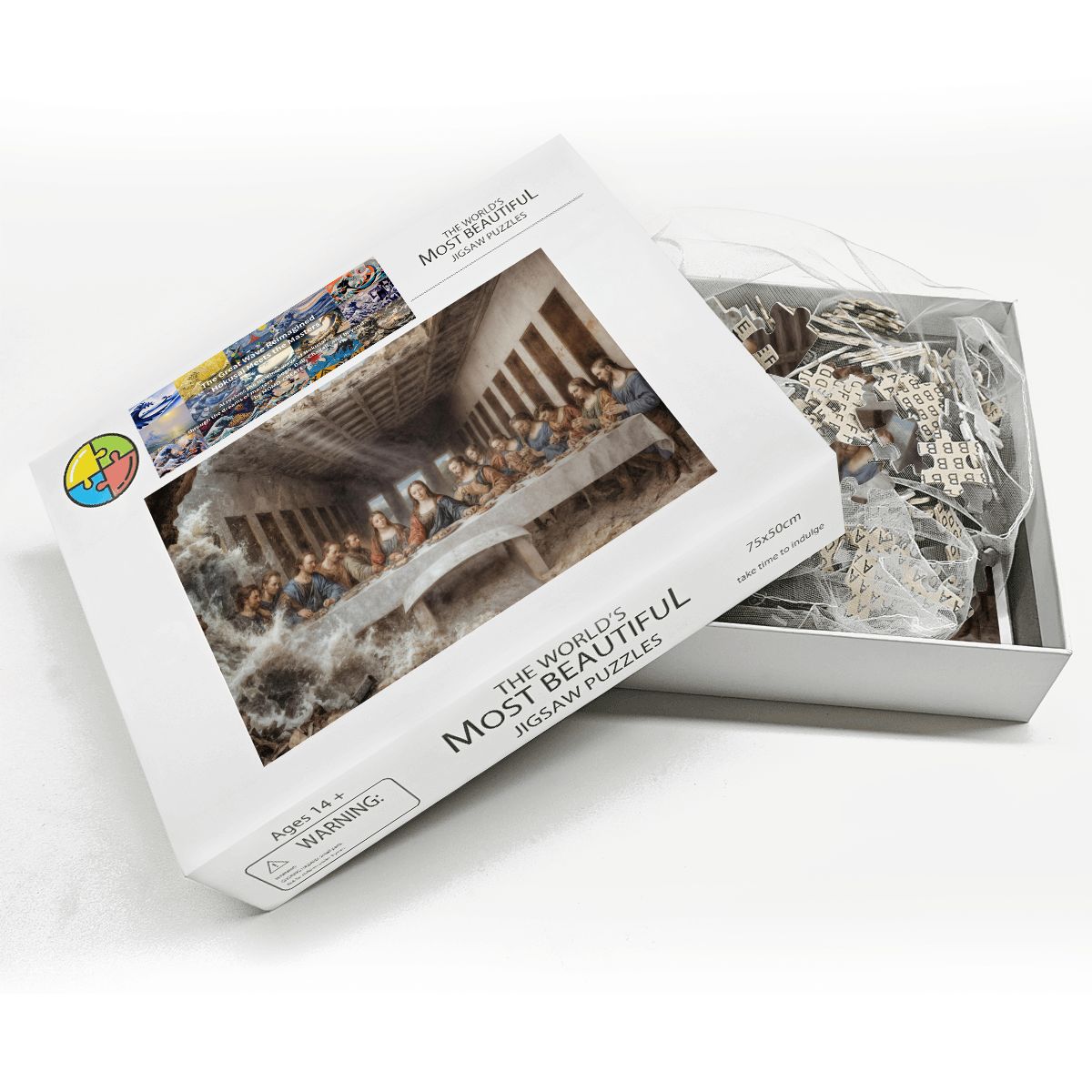 Wooden Jigsaw Puzzles 1000 pcs - Hokusai × Da Vinci – The Last Wave with Mona Lisa Print -  | Japanese Art Jigsaw Puzzle